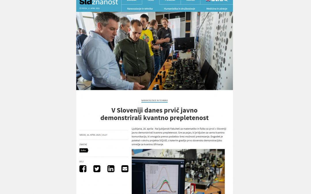 First Public Demonstration of Quantum Entanglement in Slovenia