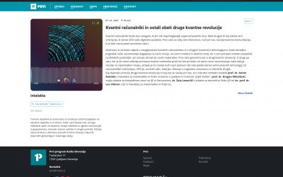 A radio show on RTV SLO, Prvi: Quantum Computers and the Prospects of the Second Quantum Revolution