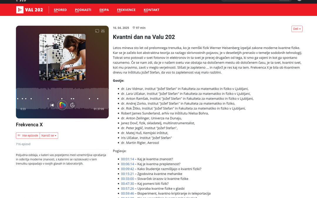 Quantum Day on Val 202 and at the Jožef Stefan Institute