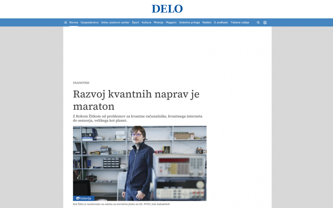Razvoj kvantnih naprav je maraton, prof. dr. Rok Žitko, Delo