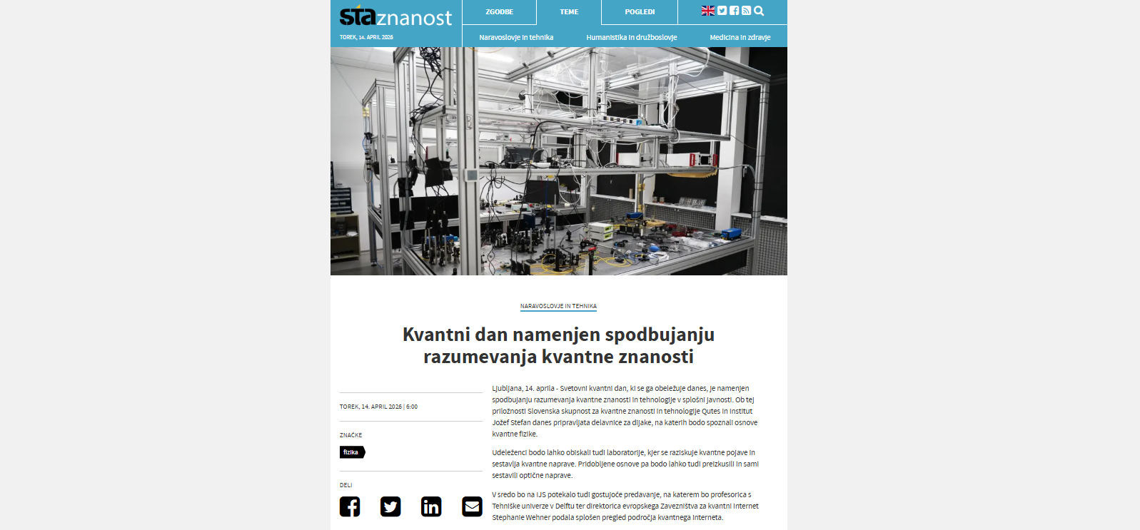 Svetovni kvantni dan_QUTES_Institut Jožef Stefan_STA znanost